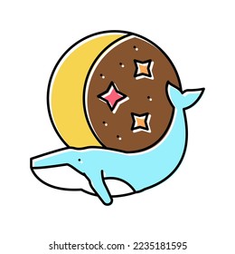 whale boho color icon vector. whale boho sign. isolated symbol illustration
