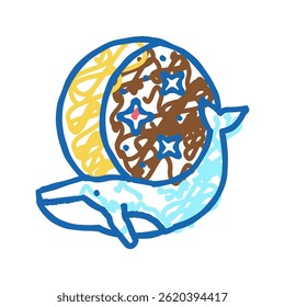 whale boho doodle icon sketch vector. whale boho sign. isolated symbol illustration
