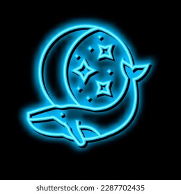 whale boho neon light sign vector. whale boho illustration