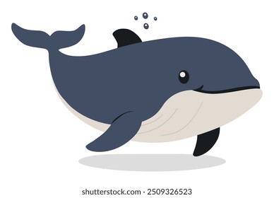 Whale cartoon Art. Flat Vector Illustration