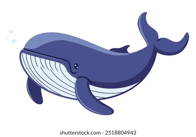 Whale Cartoon Art. Flat Vector Illustration