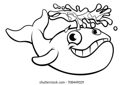 Whale Cartoon Character Squirting Water Blow Stock Illustration ...