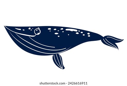 Whale cartoon cute sea animal isolated concept. Vector graphic design illustration