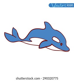 whale cartoon doodle, vector illustration. 