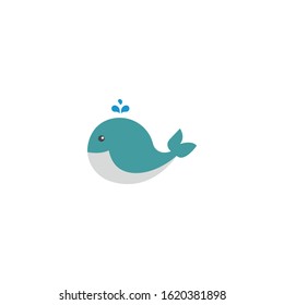 Whale cartoon icon on a white background