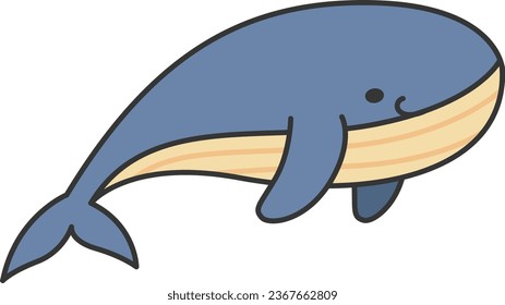 whale cartoon icon on white background. Vector illustration in flat style.