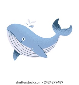 Whale Cartoon Ocean Mammals Flat Illustration