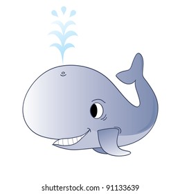 Whale. Cartoon.  Vector clip-art.