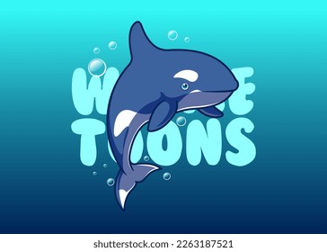 whale character icon vector illustration, flat cartoon style.