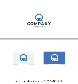 Whale Chat Logo Design Template