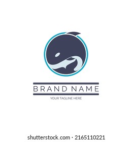 whale circle logo design template vector for brand or company and other