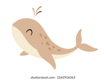 Whale clipart. Cute Arctic animal clipart. Hand draw vector illustration in flat style