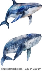 Whale clipart, isolated vector illustration.