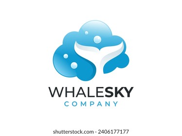 Whale and Cloud Logo icon vector