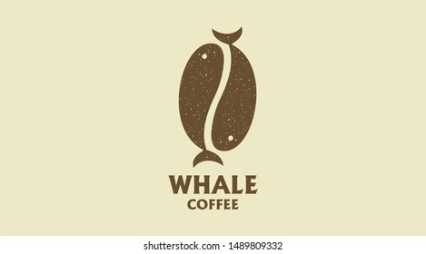 Diseño del logo del café ballena. Logo de Fish Coffee shop
