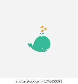 logo de la moneda de ballena. icono de ballena