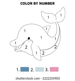 Whale Color By Numbers | Print By Numbers activities