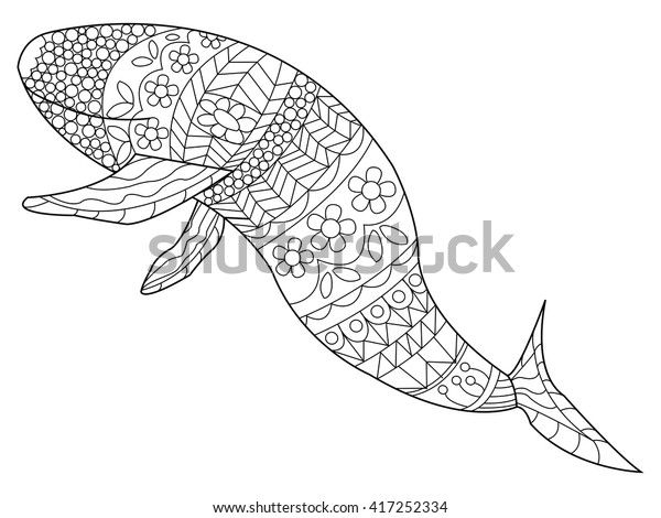 Whale Coloring Book For Adults Vector Illustration Anti Stress Coloring For Adult Zentangle
