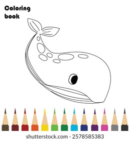 whale coloring book design illustration