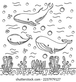 Ilustración de color de página de color de ballena