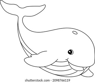 Whale Coloring Page Isolated for Kids