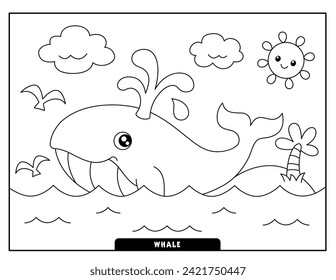 Whale coloring page for kids