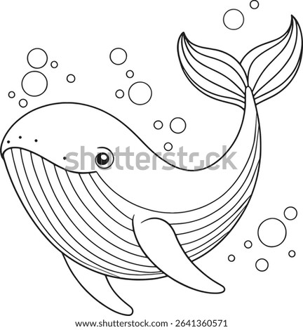 Whale coloring page for ocean lovers and marine themed kids coloring books