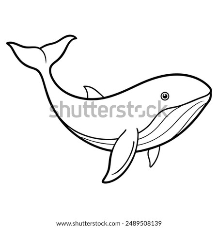 Whale Coloring Pages, Kids Coloring Book, Whale Character line art Vector Illustration