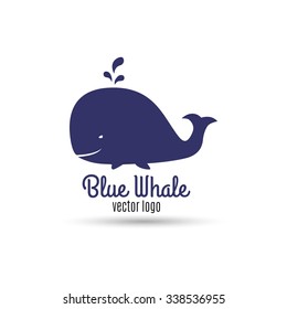 Whale. Concept fish logo. Design of simple icon with text. Stock vector.