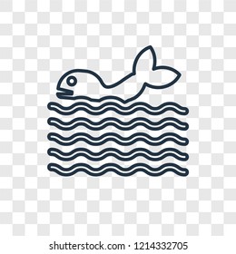 Whale concept vector linear icon isolated on transparent background, Whale concept transparency concept in outline style