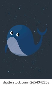 whale, constellation , vector graphics