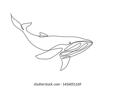 Whale continuous line drawing art.