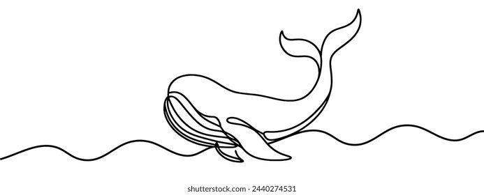 Whale continuous line drawing art