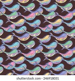 Whale contrast pattern | Seamless vector background with sea life for textile and wallpaper design