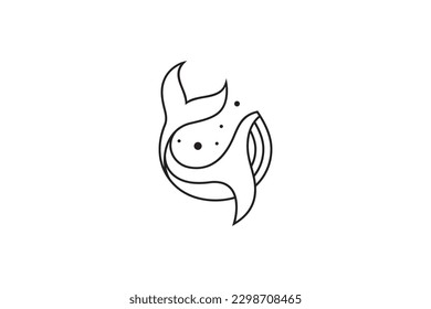 Whale creative logo concept with water bubbles