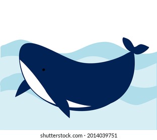 whale cute blue vector marine animals sea water