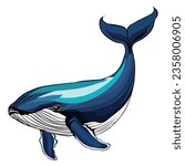 whale cute cartoon fish white background illustration