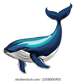 whale cute cartoon fish white background illustration