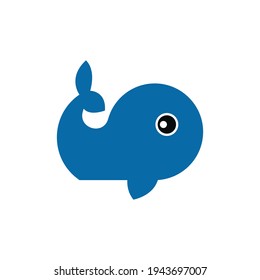 Whale cute doodle hand drawn flat vector illustration. Icon. Simple style for kids.