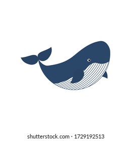 Whale cute vector illustration isolated on white