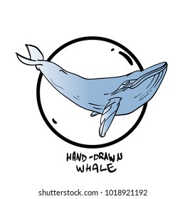 Whale with design objects on background