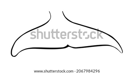 Whale diving deep in the sea and show Tail for tourist and sailors. Whale tail vector silhouette illustration on white background. Megapetra or Humpback. Say hello under the sea. 