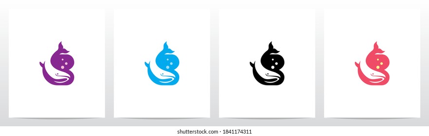 Whale Diving On Letter Logo Design C