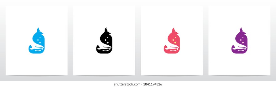 Whale Diving On Letter Logo Design J