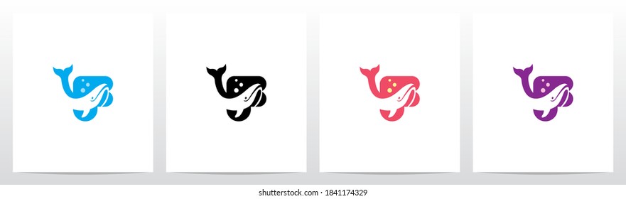 Whale Diving On Letter Logo Design F