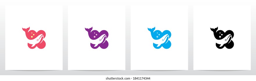 Whale Diving On Letter Logo Design X