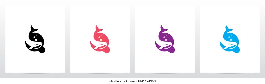 Whale Diving On Letter Logo Design Q