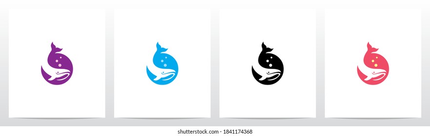 Whale Diving On Letter Logo Design O
