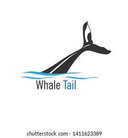 whale diving showing tail logo vectore