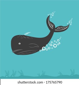 Whale diving underwater Vector